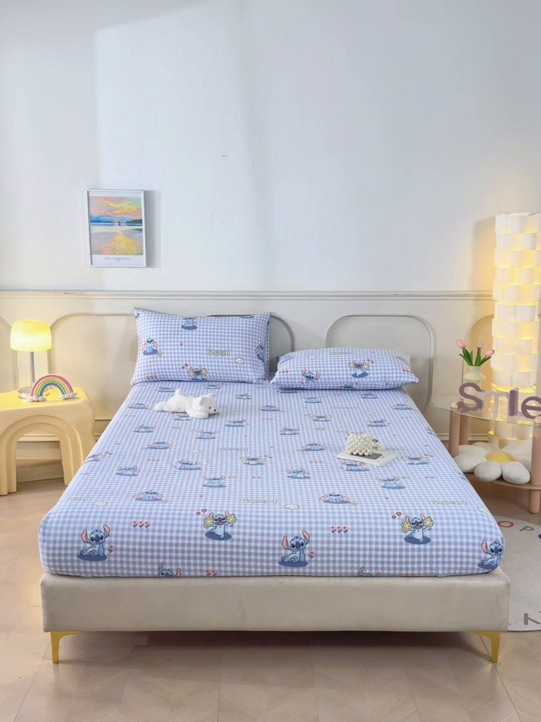 91家纺网 家纺一手货源 找家纺 悠米悠家 2026新款工艺款印花老粗布床笠单品床笠床笠单件凉席席子 格纹史迪日记