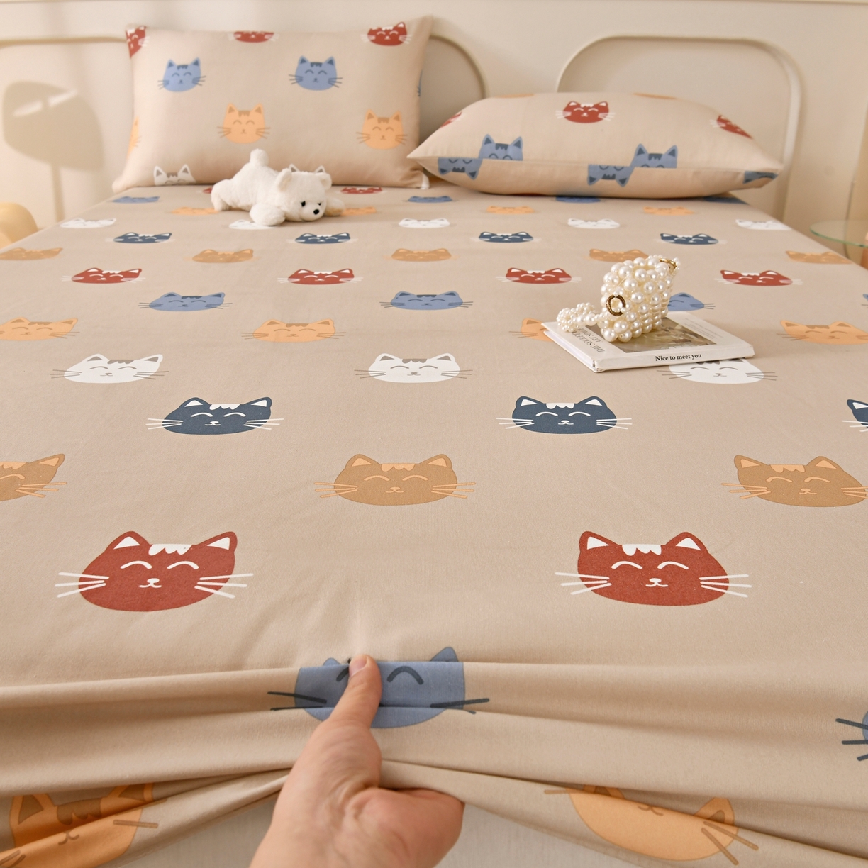 91家纺网 家纺一手货源 找家纺 悠米悠家 2026新款工艺款印花老粗布床笠单品床笠床笠单件凉席席子 奶咖喵星集