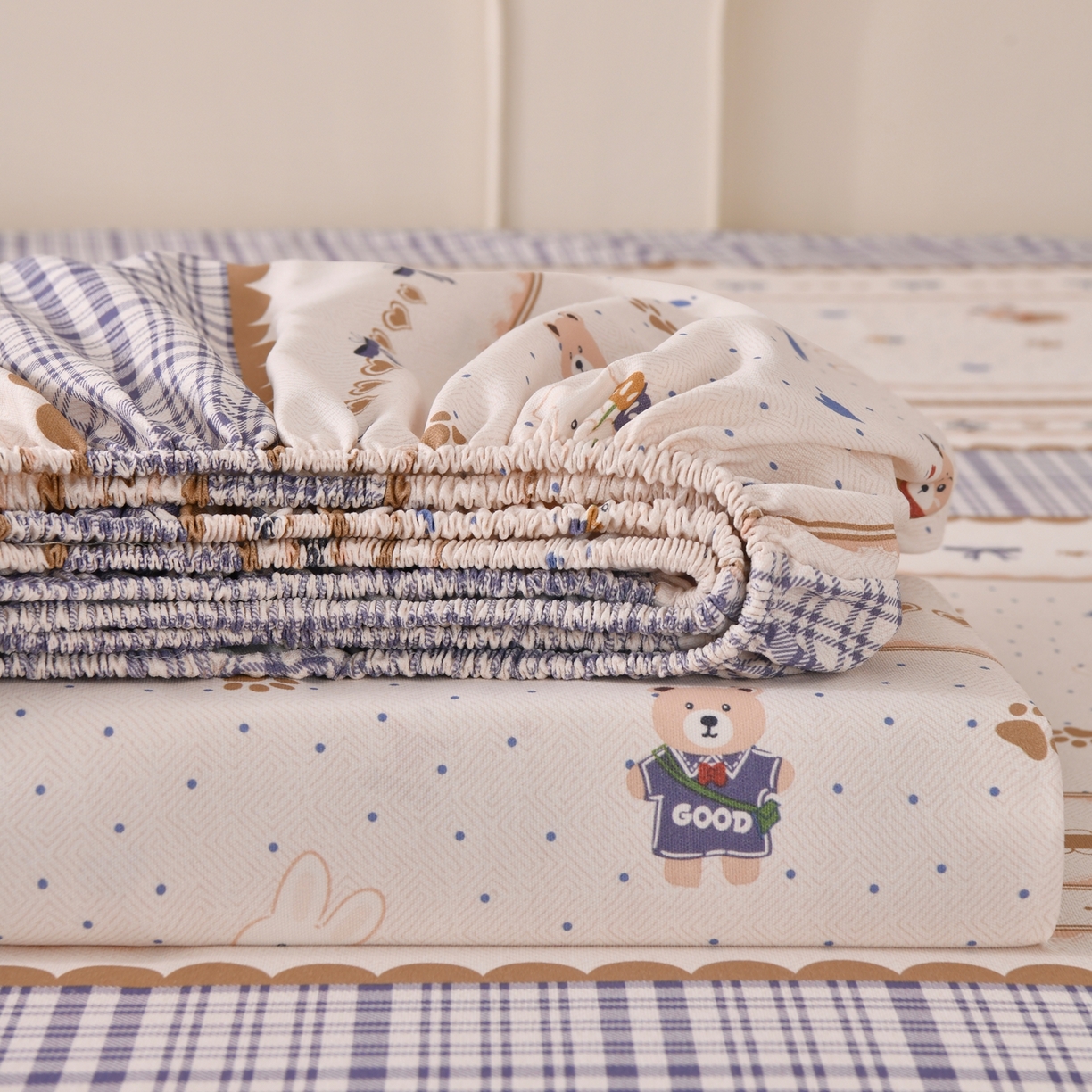 悠米悠家 2026新款工艺款印花老粗布床笠单品床笠床笠单件凉席席子 熊趣日记