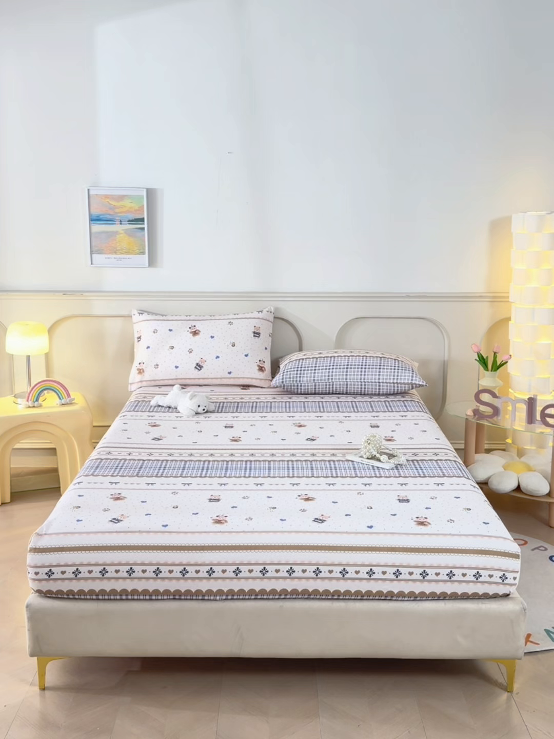 91家纺网 家纺一手货源 找家纺 悠米悠家 2026新款工艺款印花老粗布床笠单品床笠床笠单件凉席席子 熊趣日记