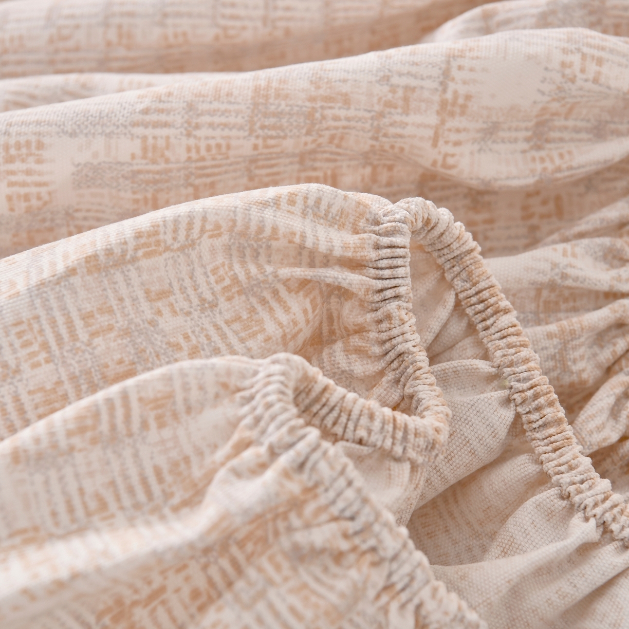 91家纺网 家纺一手货源 找家纺 悠米悠家 2026新款工艺款印花老粗布床笠单品床笠床笠单件凉席席子 浅咖肌理格