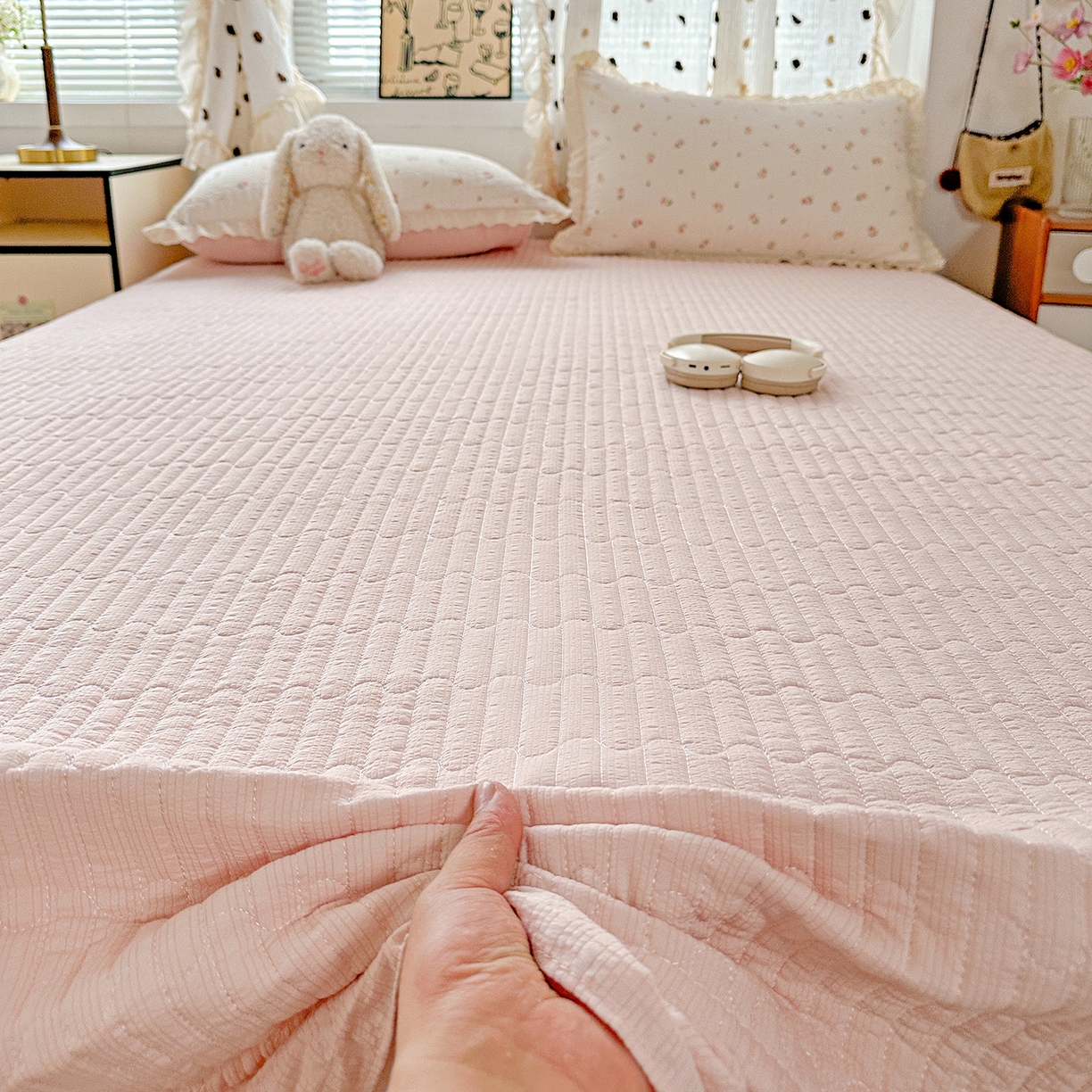 91家纺网 家纺一手货源 找家纺 （总）富米莱（原臻工厂） 2026新款全新花边款泡芙双层纱夏凉被床盖床裙四件套