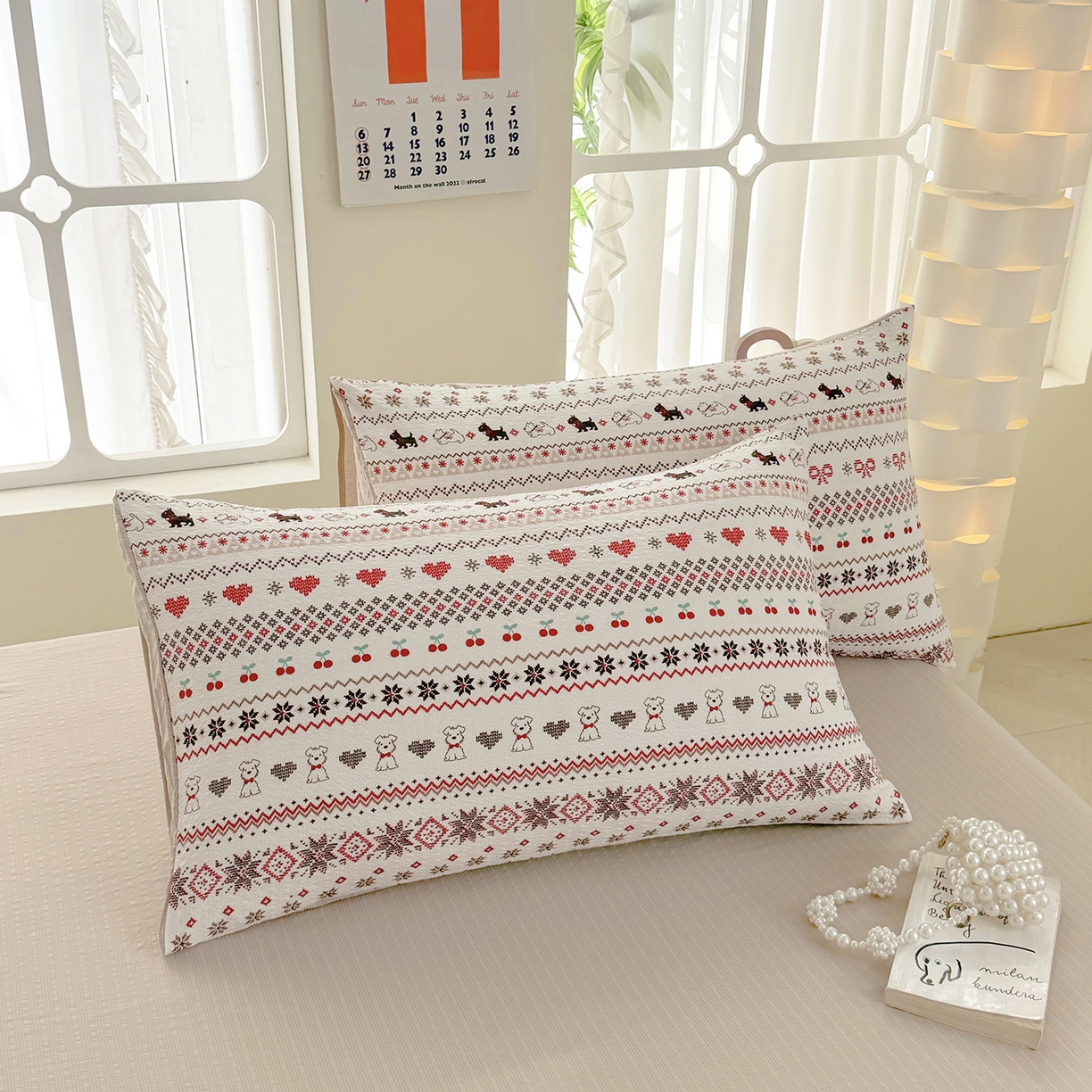 91家纺网 家纺一手货源 找家纺 悠米悠家 2026春夏新款高克重A类泡芙纱泡泡皱皱纱四件套 趣味汪汪队-床单款