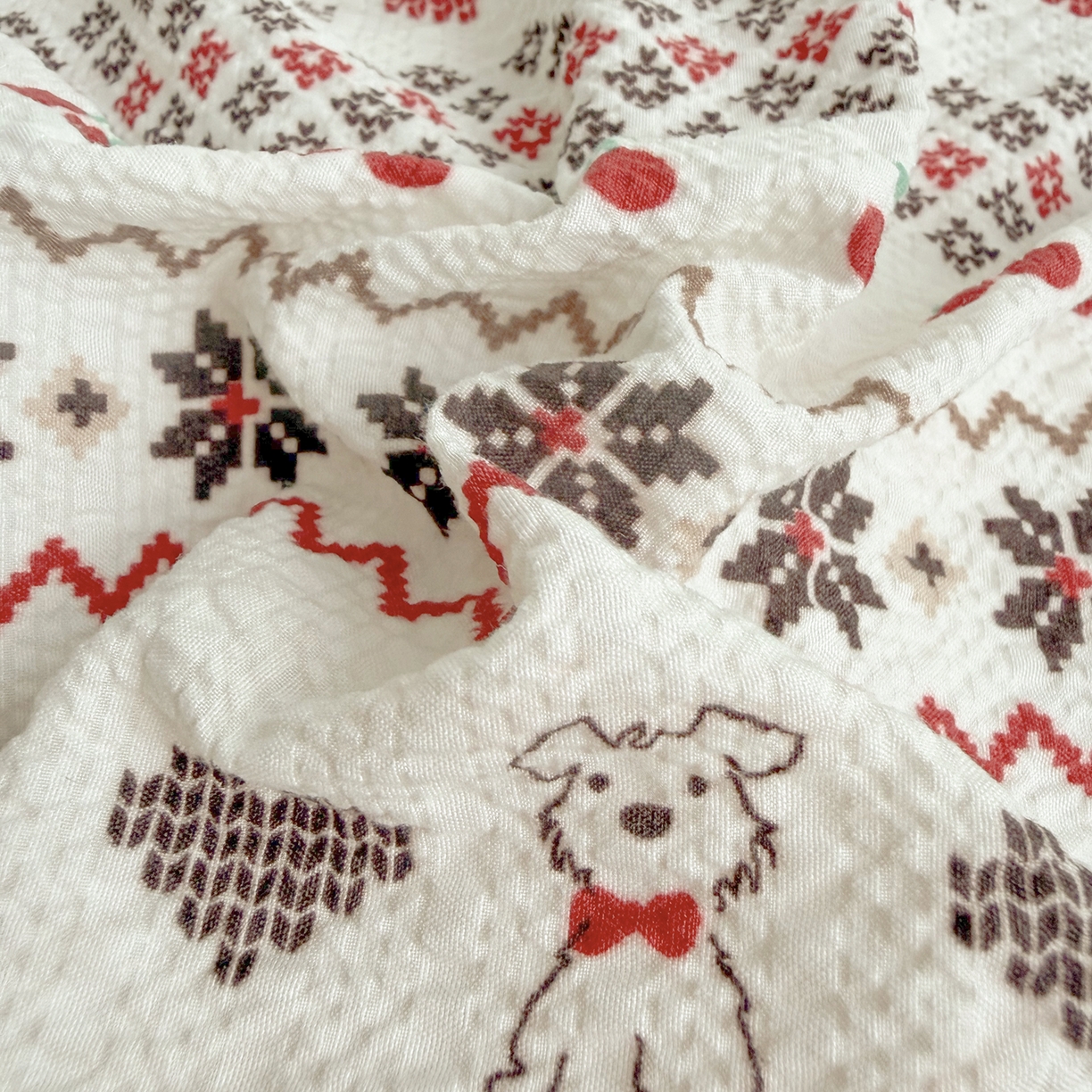 91家纺网 家纺一手货源 找家纺 悠米悠家 2026春夏新款高克重A类泡芙纱泡泡皱皱纱四件套 趣味汪汪队-床单款