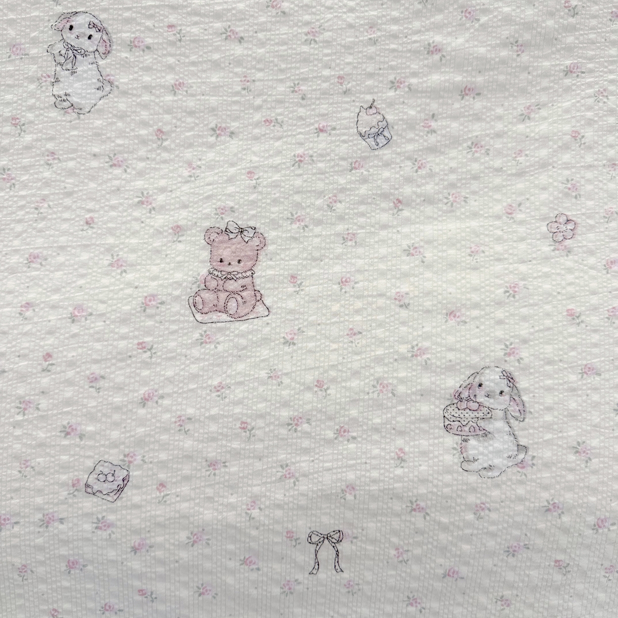 91家纺网 家纺一手货源 找家纺 悠米悠家 2026春夏新款高克重A类泡芙纱泡泡皱皱纱四件套 林间甜梦园-床单款