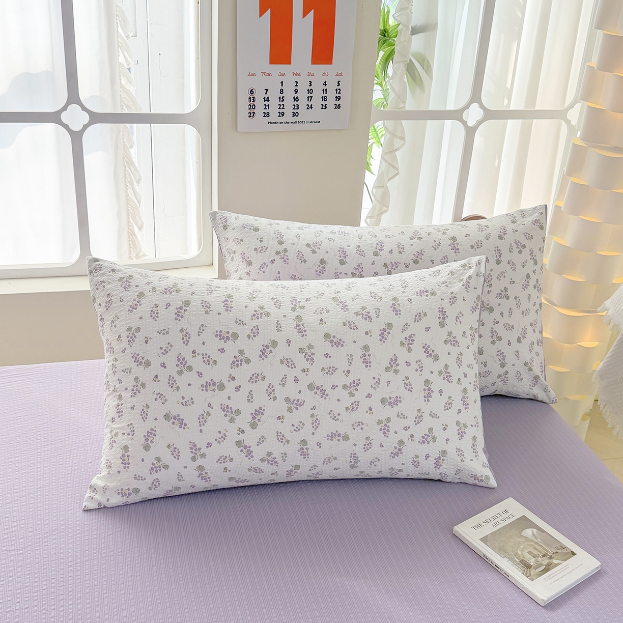 91家纺网 家纺一手货源 找家纺 悠米悠家 2026春夏新款高克重A类泡芙纱泡泡皱皱纱四件套 葡园晨曦-床单款