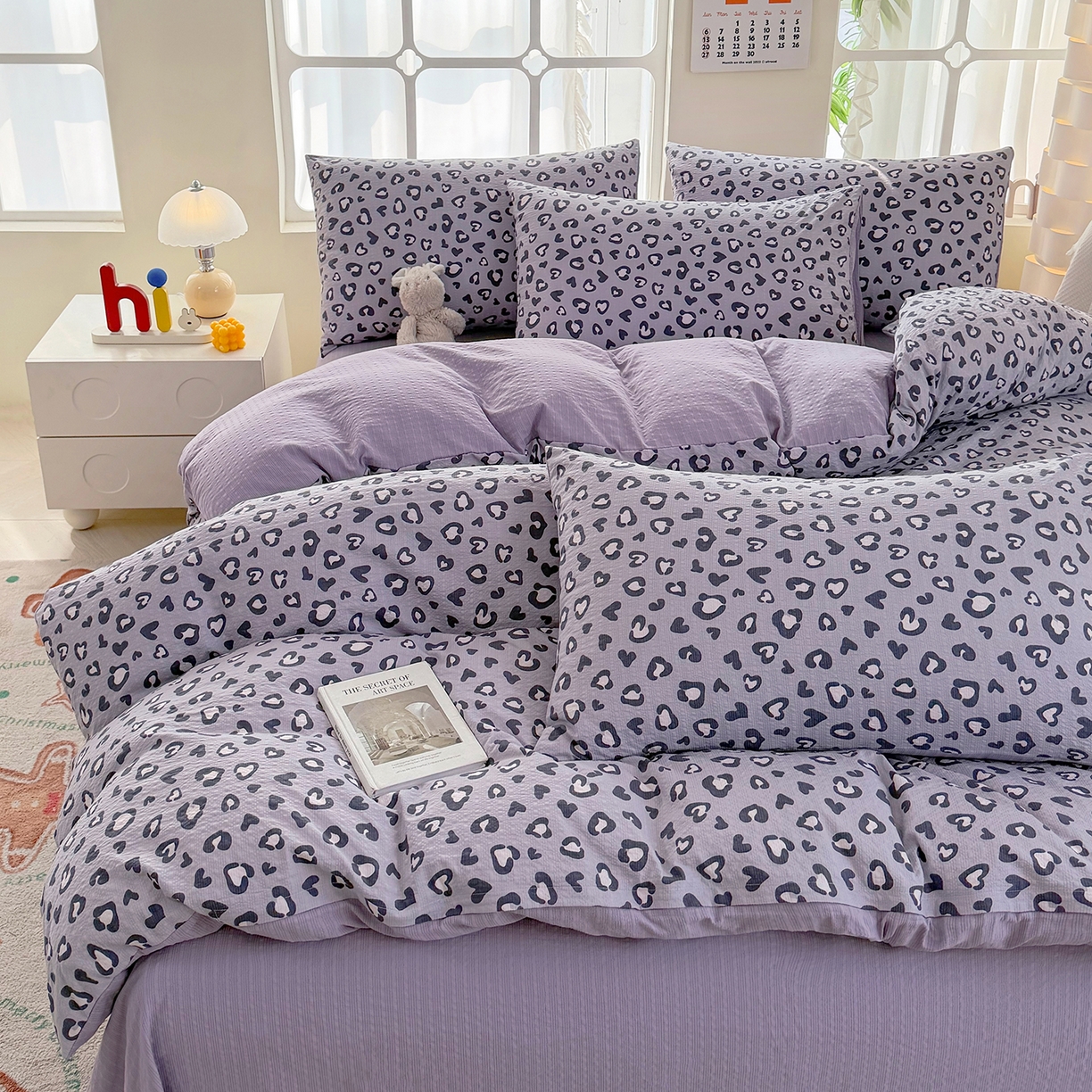 91家纺网 家纺一手货源 找家纺 悠米悠家 2026春夏新款高克重A类泡芙纱泡泡皱皱纱四件套 甜心猎手-床单款