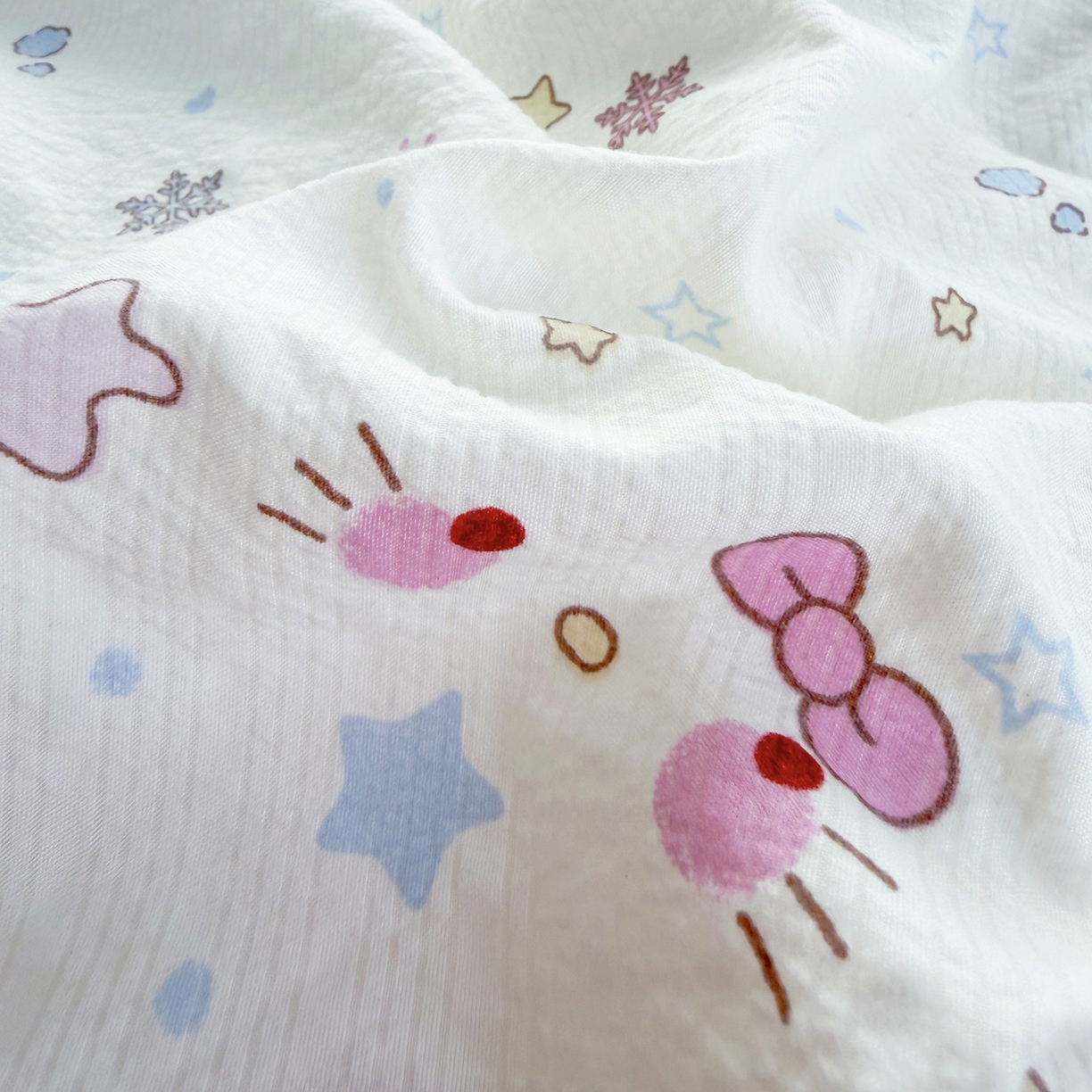 91家纺网 家纺一手货源 找家纺 悠米悠家 2026春夏新款高克重A类泡芙纱泡泡皱皱纱四件套 星语甜梦-床单款