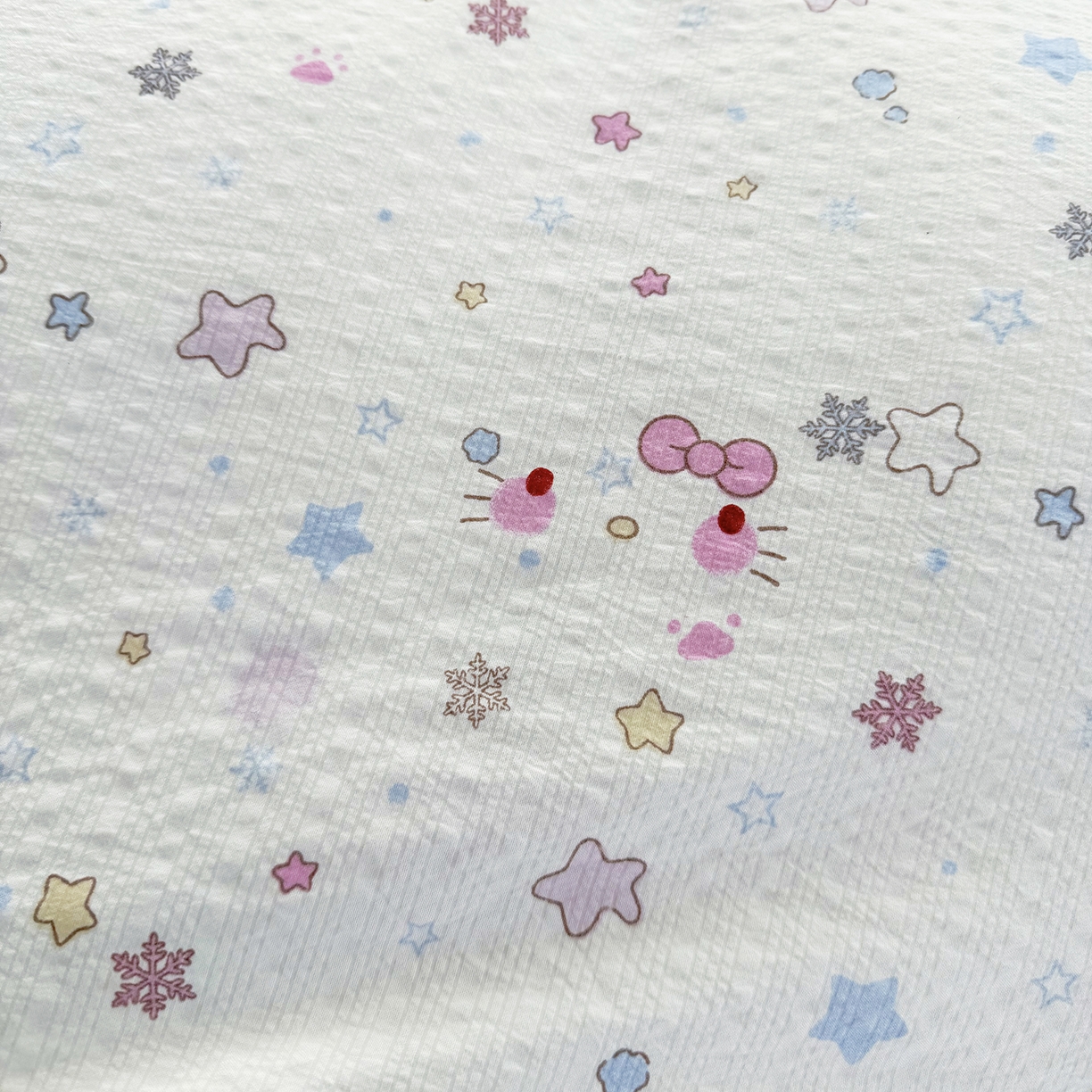 91家纺网 家纺一手货源 找家纺 悠米悠家 2026春夏新款高克重A类泡芙纱泡泡皱皱纱四件套 星语甜梦-床单款