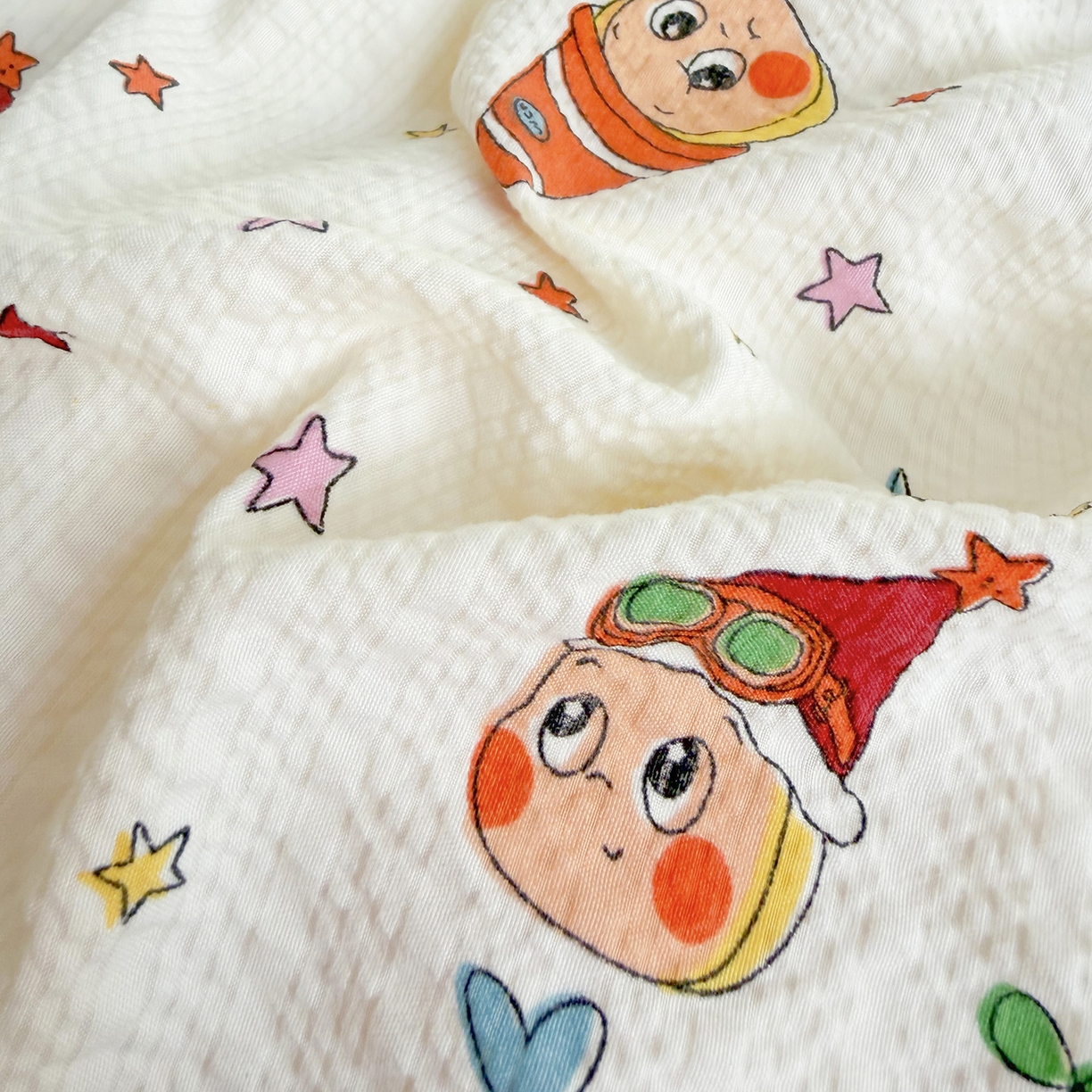 91家纺网 家纺一手货源 找家纺 悠米悠家 2026春夏新款高克重A类泡芙纱泡泡皱皱纱四件套 星梦游乐园-床单款