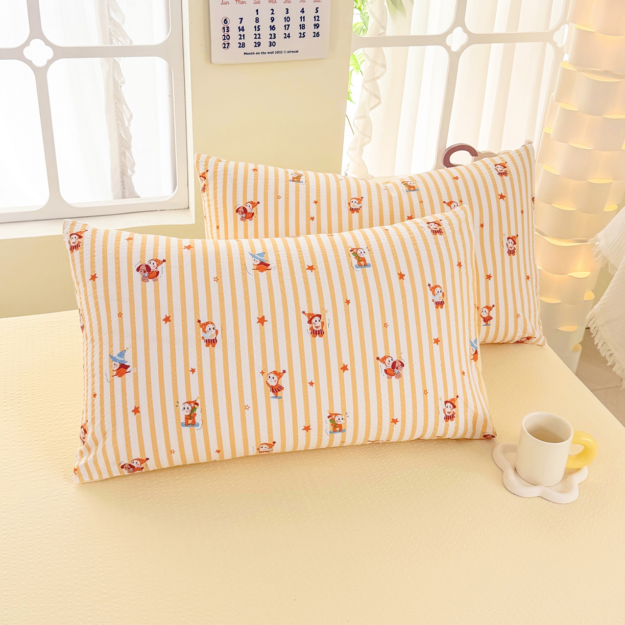 91家纺网 家纺一手货源 找家纺 悠米悠家 2026春夏新款高克重A类泡芙纱泡泡皱皱纱四件套 矮人国奇妙夜-床单款