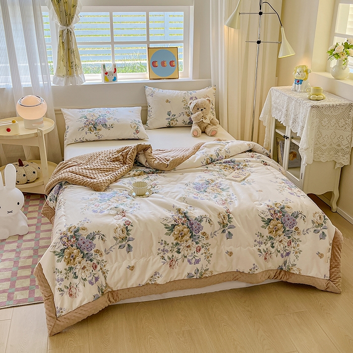 91家纺网 家纺一手货源 找家纺 （总）梦依依 2026新款A类全棉豆豆绒大豆被冬被春秋被豆豆被子被芯