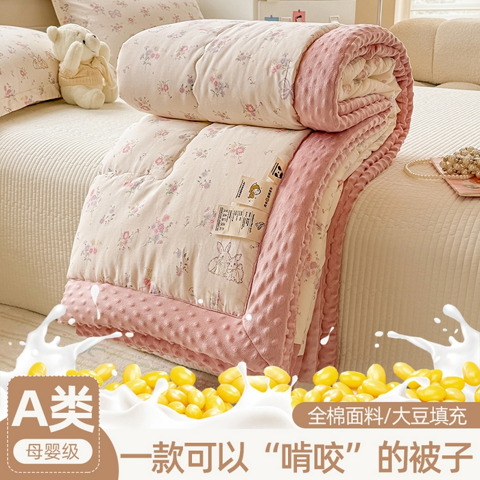 91家纺网 家纺一手货源 找家纺 （总）梦依依 2026新款A类全棉豆豆绒大豆被冬被春秋被豆豆被子被芯