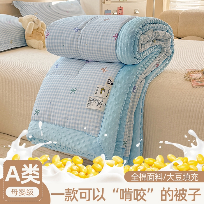 91家纺网 家纺一手货源 找家纺 （总）梦依依 2026新款A类全棉豆豆绒大豆被冬被春秋被豆豆被子被芯