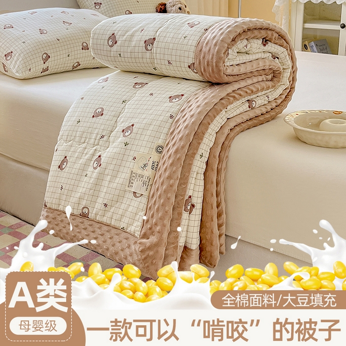 91家纺网 家纺一手货源 找家纺 （总）梦依依 2026新款A类全棉豆豆绒大豆被冬被春秋被豆豆被子被芯