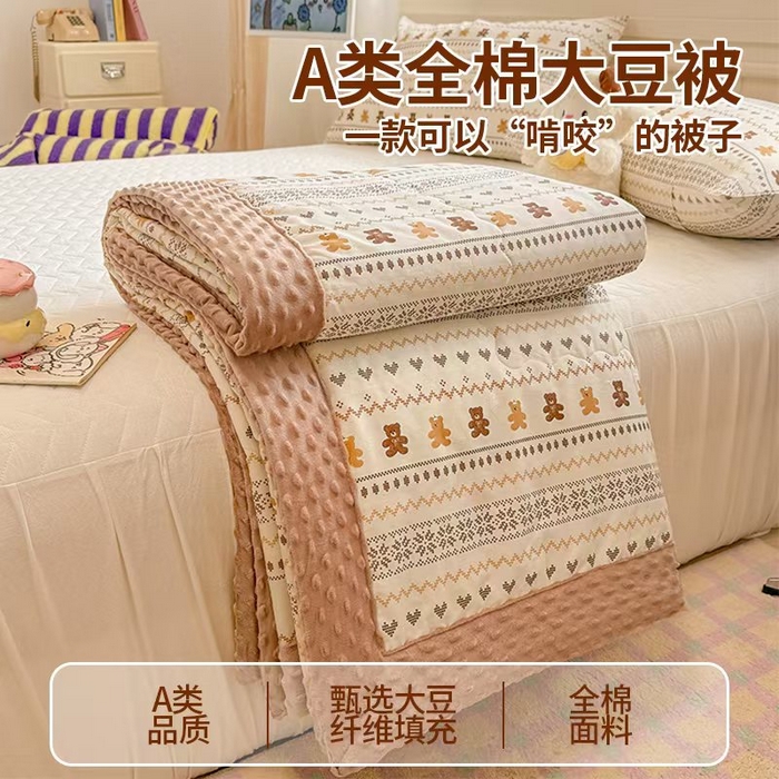 91家纺网 家纺一手货源 找家纺 （总）梦依依 2026新款A类全棉豆豆绒大豆被冬被春秋被豆豆被子被芯