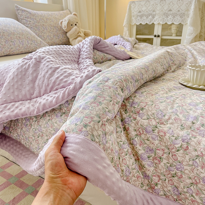 91家纺网 家纺一手货源 找家纺 梦依依 2026新款A类全棉豆豆绒大豆被冬被春秋被豆豆被子被芯 沐光（米）