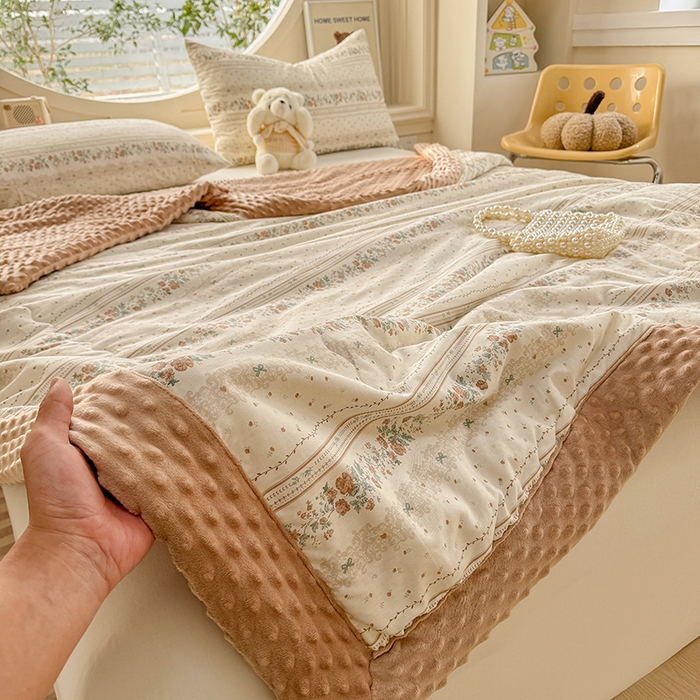 91家纺网 家纺一手货源 找家纺 梦依依 2026新款A类全棉豆豆绒大豆被冬被春秋被豆豆被子被芯 秋日玫瑰