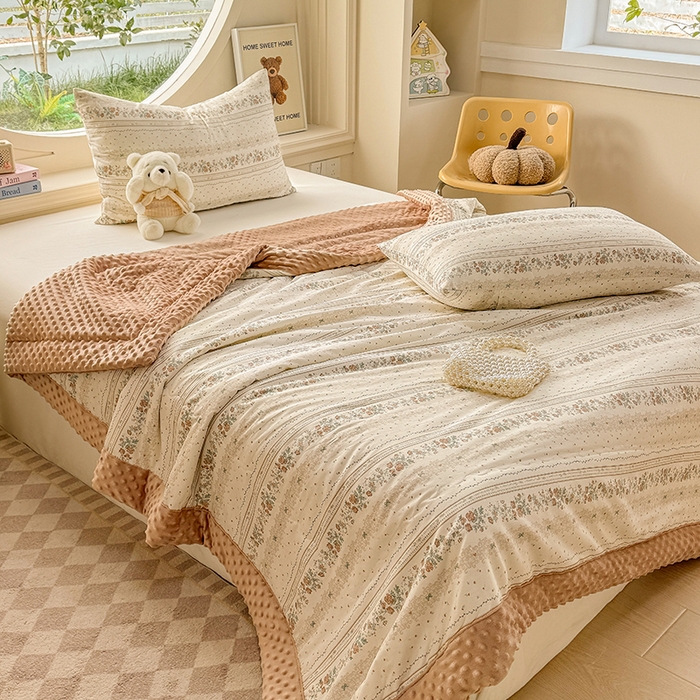 91家纺网 家纺一手货源 找家纺 梦依依 2026新款A类全棉豆豆绒大豆被冬被春秋被豆豆被子被芯 秋日玫瑰