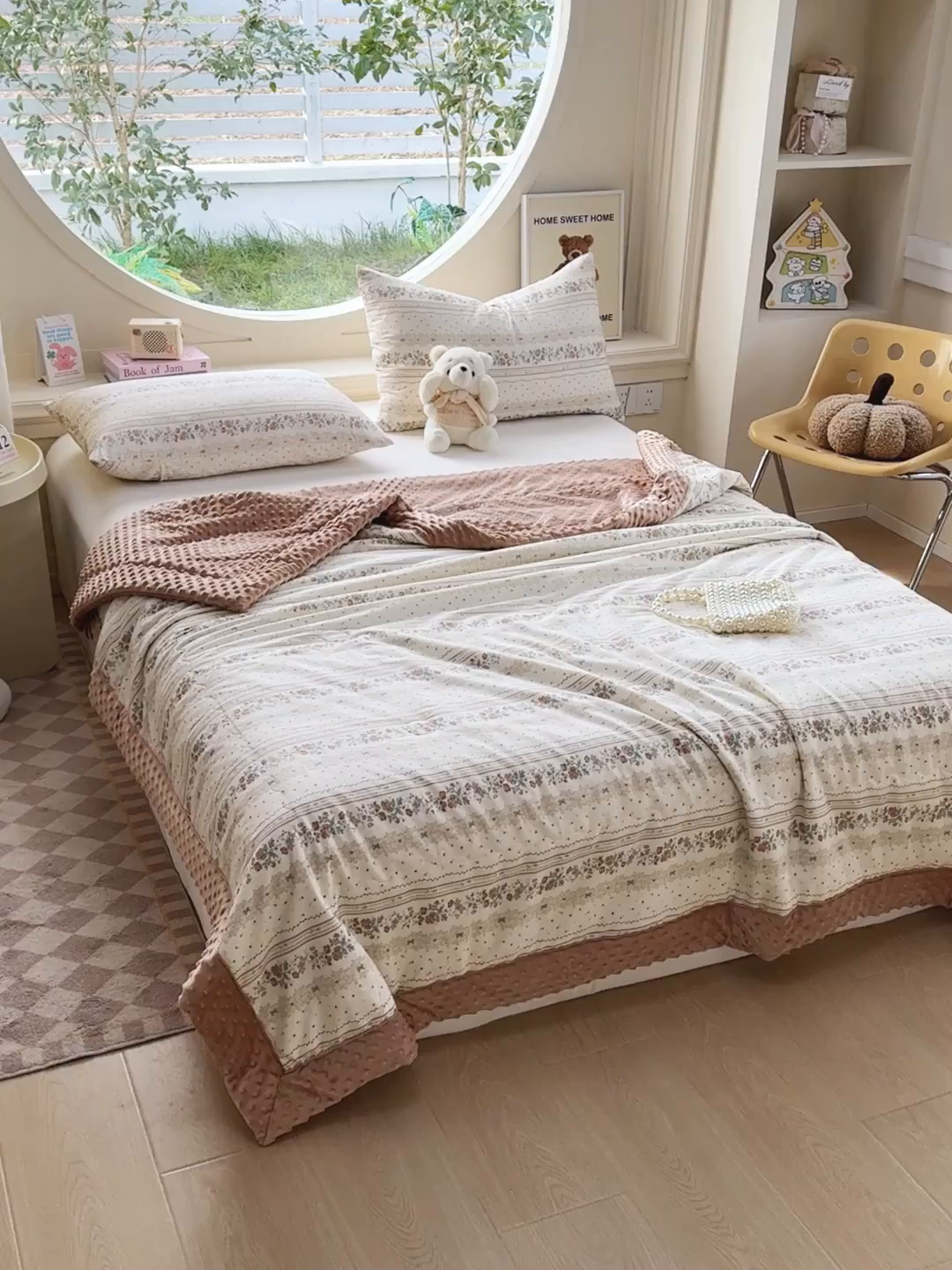 91家纺网 家纺一手货源 找家纺 梦依依 2026新款A类全棉豆豆绒大豆被冬被春秋被豆豆被子被芯 秋日玫瑰