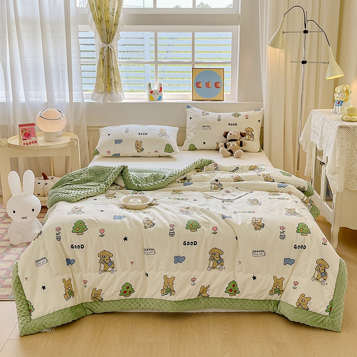 91家纺网 家纺一手货源 找家纺 梦依依 2026新款A类全棉豆豆绒大豆被冬被春秋被豆豆被子被芯 童年游戏（米）