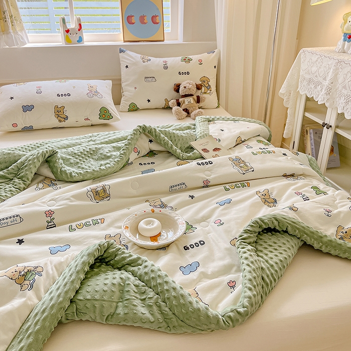 91家纺网 家纺一手货源 找家纺 梦依依 2026新款A类全棉豆豆绒大豆被冬被春秋被豆豆被子被芯 童年游戏（米）