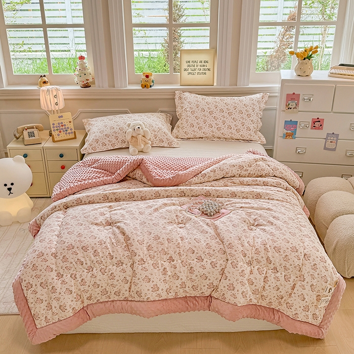 91家纺网 家纺一手货源 找家纺 梦依依 2026新款A类全棉豆豆绒大豆被冬被春秋被豆豆被子被芯 月光集