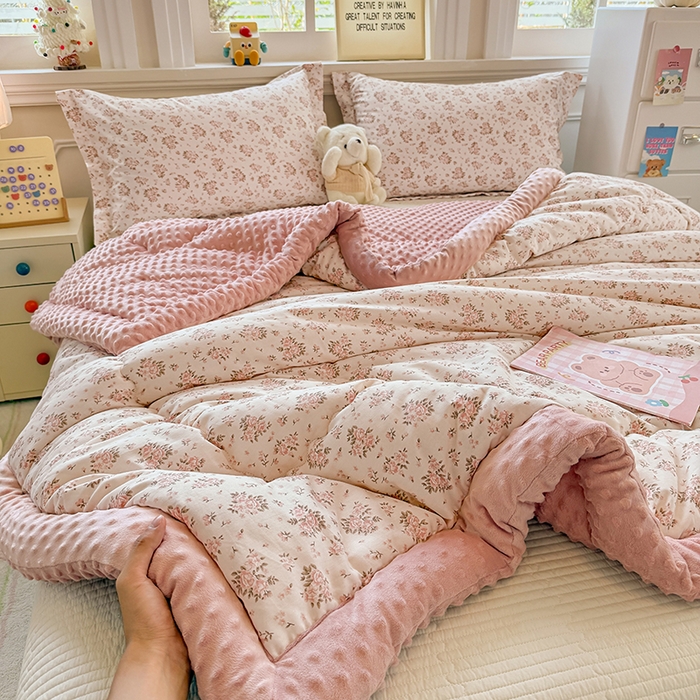 91家纺网 家纺一手货源 找家纺 梦依依 2026新款A类全棉豆豆绒大豆被冬被春秋被豆豆被子被芯 月光集