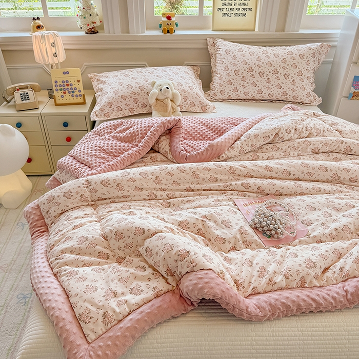 91家纺网 家纺一手货源 找家纺 梦依依 2026新款A类全棉豆豆绒大豆被冬被春秋被豆豆被子被芯 月光集