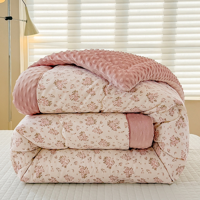 91家纺网 家纺一手货源 找家纺 梦依依 2026新款A类全棉豆豆绒大豆被冬被春秋被豆豆被子被芯 月光集