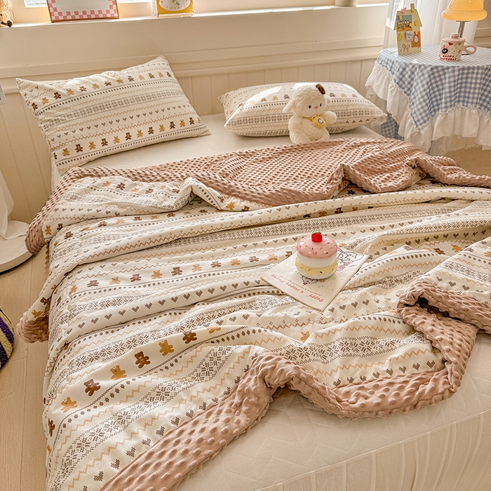 91家纺网 家纺一手货源 找家纺 梦依依 2026新款A类全棉豆豆绒大豆被冬被春秋被豆豆被子被芯 费尔岛小熊