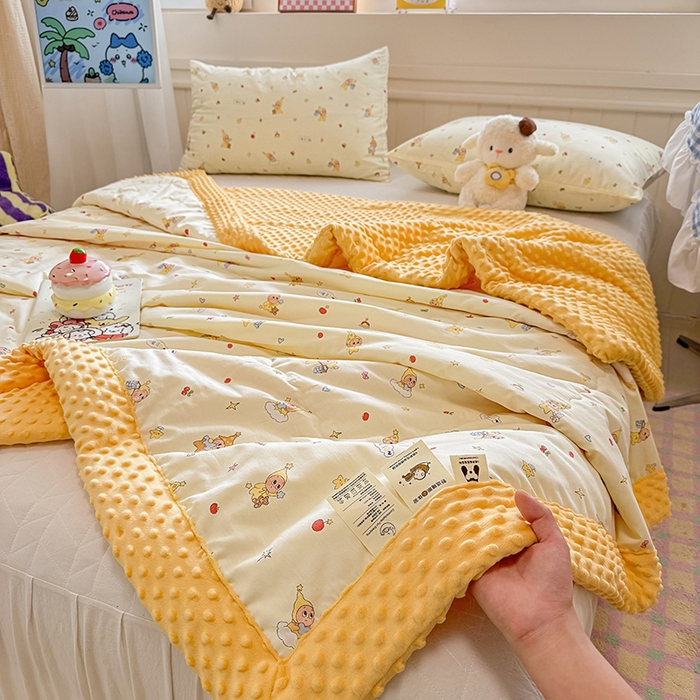 91家纺网 家纺一手货源 找家纺 梦依依 2026新款A类全棉豆豆绒大豆被冬被春秋被豆豆被子被芯 可爱星人