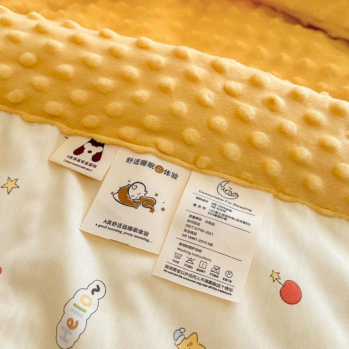 91家纺网 家纺一手货源 找家纺 梦依依 2026新款A类全棉豆豆绒大豆被冬被春秋被豆豆被子被芯 可爱星人