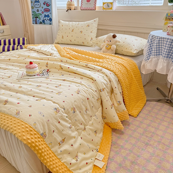 91家纺网 家纺一手货源 找家纺 （总）梦依依 2026新款柔软舒适A类全棉豆豆被夏被春秋被子被芯