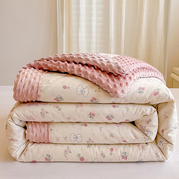 91家纺网 家纺一手货源 找家纺 （总）梦依依 2026新款柔软舒适A类全棉豆豆被夏被春秋被子被芯