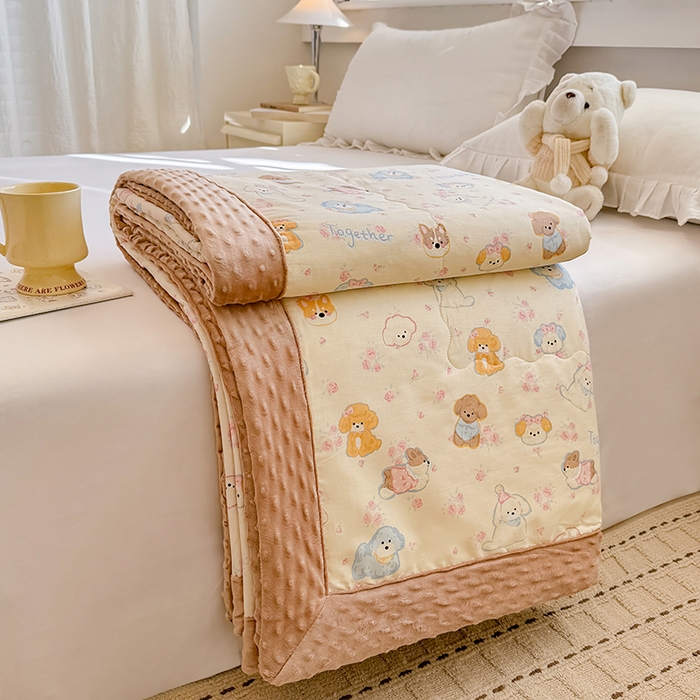 91家纺网 家纺一手货源 找家纺 梦依依 2026新款柔软舒适A类全棉豆豆被夏被春秋被子被芯 狗狗家族