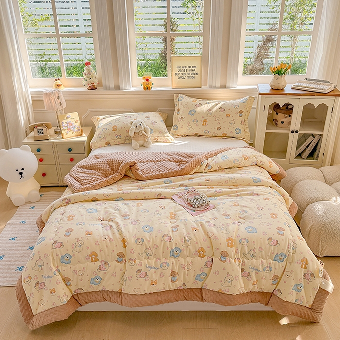 91家纺网 家纺一手货源 找家纺 梦依依 2026新款柔软舒适A类全棉豆豆被夏被春秋被子被芯 狗狗家族