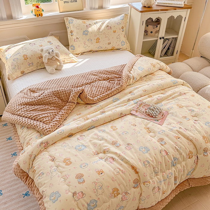 91家纺网 家纺一手货源 找家纺 梦依依 2026新款柔软舒适A类全棉豆豆被夏被春秋被子被芯 狗狗家族