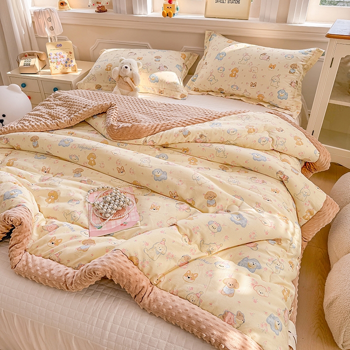 91家纺网 家纺一手货源 找家纺 梦依依 2026新款柔软舒适A类全棉豆豆被夏被春秋被子被芯 狗狗家族