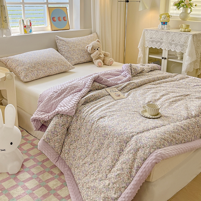 91家纺网 家纺一手货源 找家纺 梦依依 2026新款柔软舒适A类全棉豆豆被夏被春秋被子被芯 沐光（米）