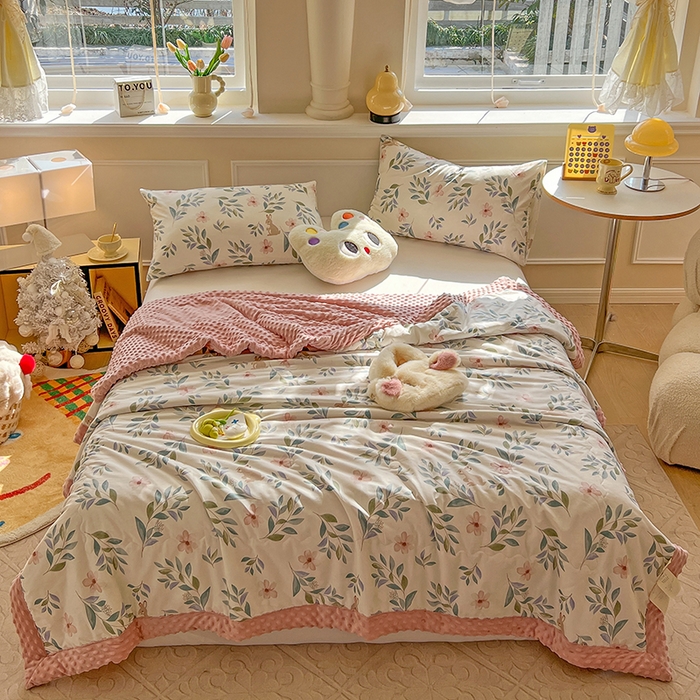 91家纺网 家纺一手货源 找家纺 梦依依 2026新款柔软舒适A类全棉豆豆被夏被春秋被子被芯 轻纱漫舞