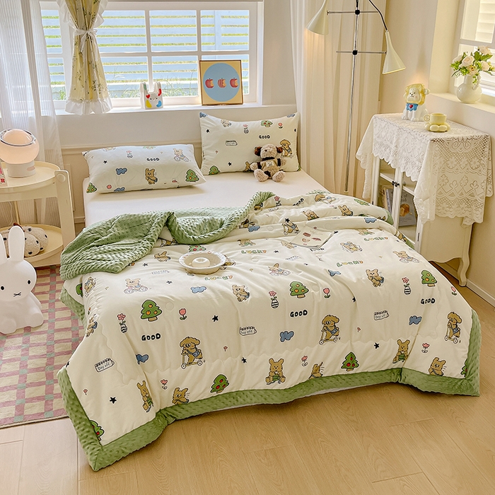 91家纺网 家纺一手货源 找家纺 梦依依 2026新款柔软舒适A类全棉豆豆被夏被春秋被子被芯 童年游戏（米）