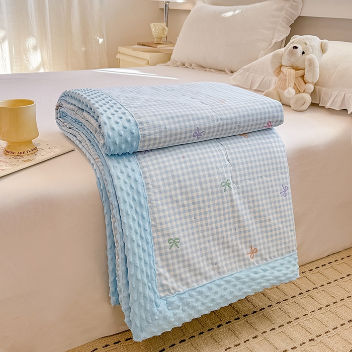 91家纺网 家纺一手货源 找家纺 梦依依 2026新款柔软舒适A类全棉豆豆被夏被春秋被子被芯 夏日恋格-兰