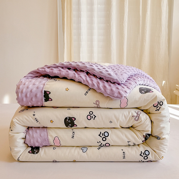 梦依依 2026新款柔软舒适A类全棉豆豆被夏被春秋被子被芯 樱桃猫
