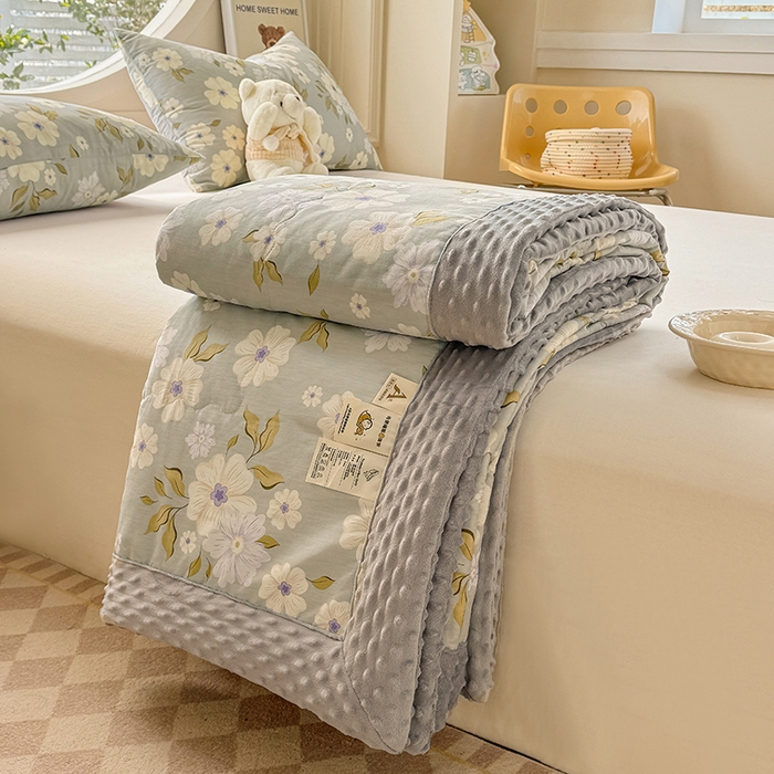 91家纺网 家纺一手货源 找家纺 梦依依 2026新款柔软舒适A类全棉豆豆被夏被春秋被子被芯 云深白茶