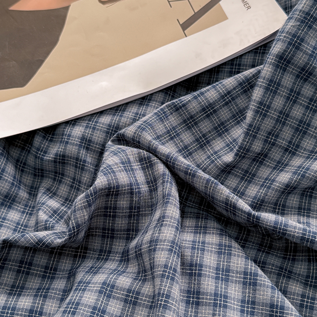 91家纺网 家纺一手货源 找家纺 梦依依 2026新款A类全棉色织水洗棉纯棉格子钮扣款四件套学生宿舍三件套 巴赫