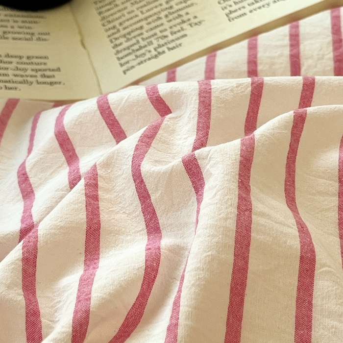 91家纺网 家纺一手货源 找家纺 梦依依 2026新款A类全棉色织水洗棉纯棉格子钮扣款四件套学生宿舍三件套 粉苏条