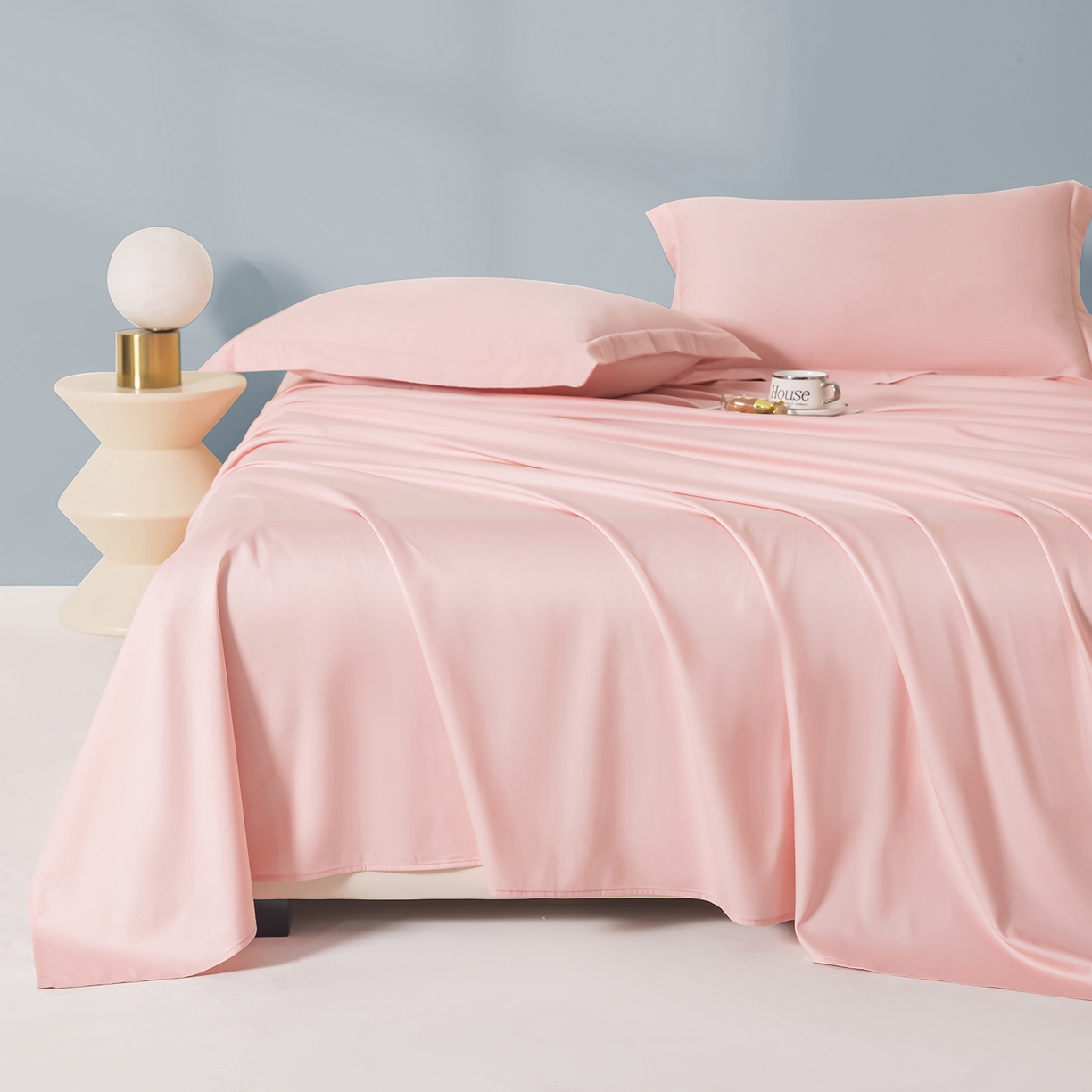 91家纺网 家纺一手货源 找家纺 佑金甜 2026新款A类60支新疆长绒棉纯棉床单系列单品床单床单单件 落樱粉