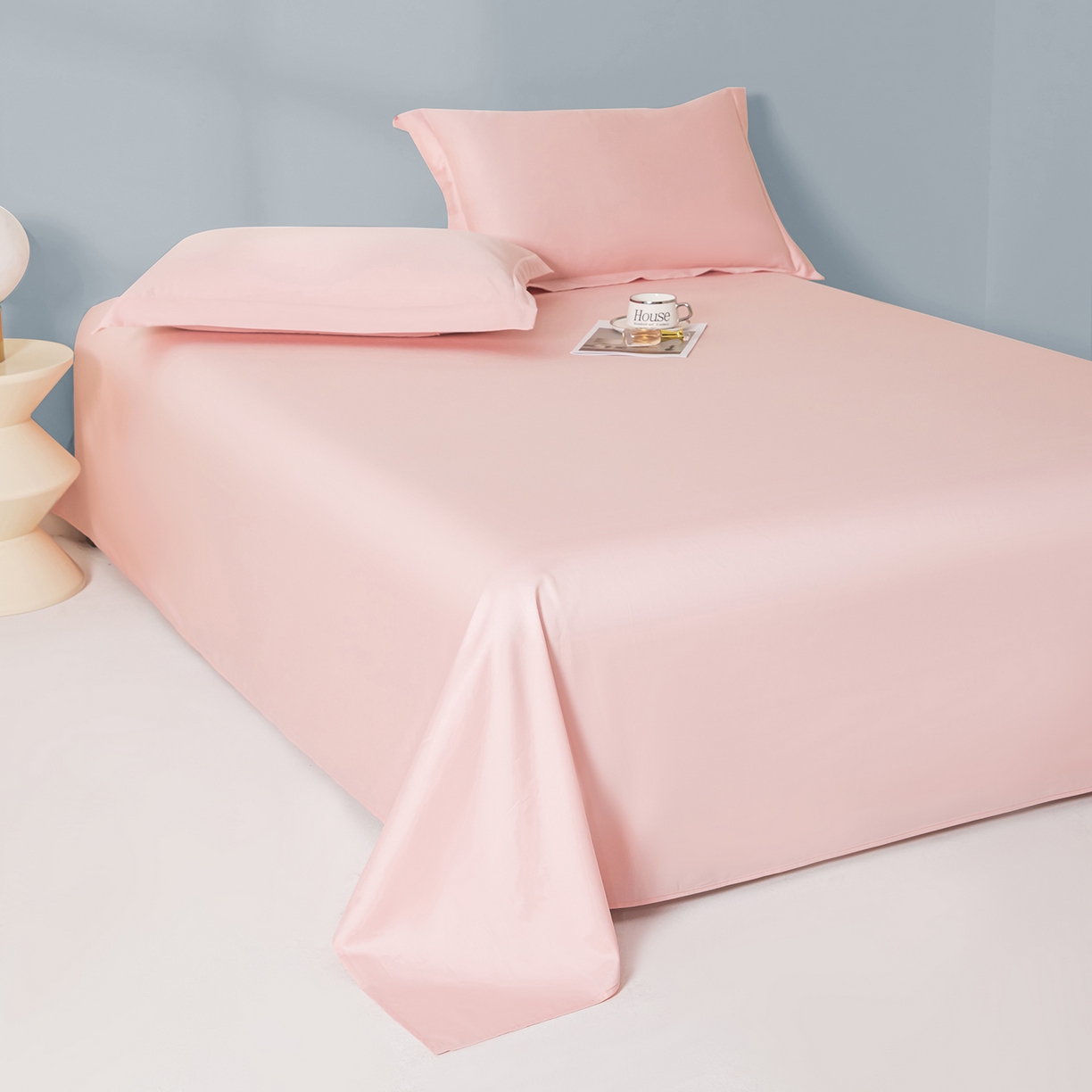 91家纺网 家纺一手货源 找家纺 佑金甜 2026新款A类60支新疆长绒棉纯棉床单系列单品床单床单单件 落樱粉