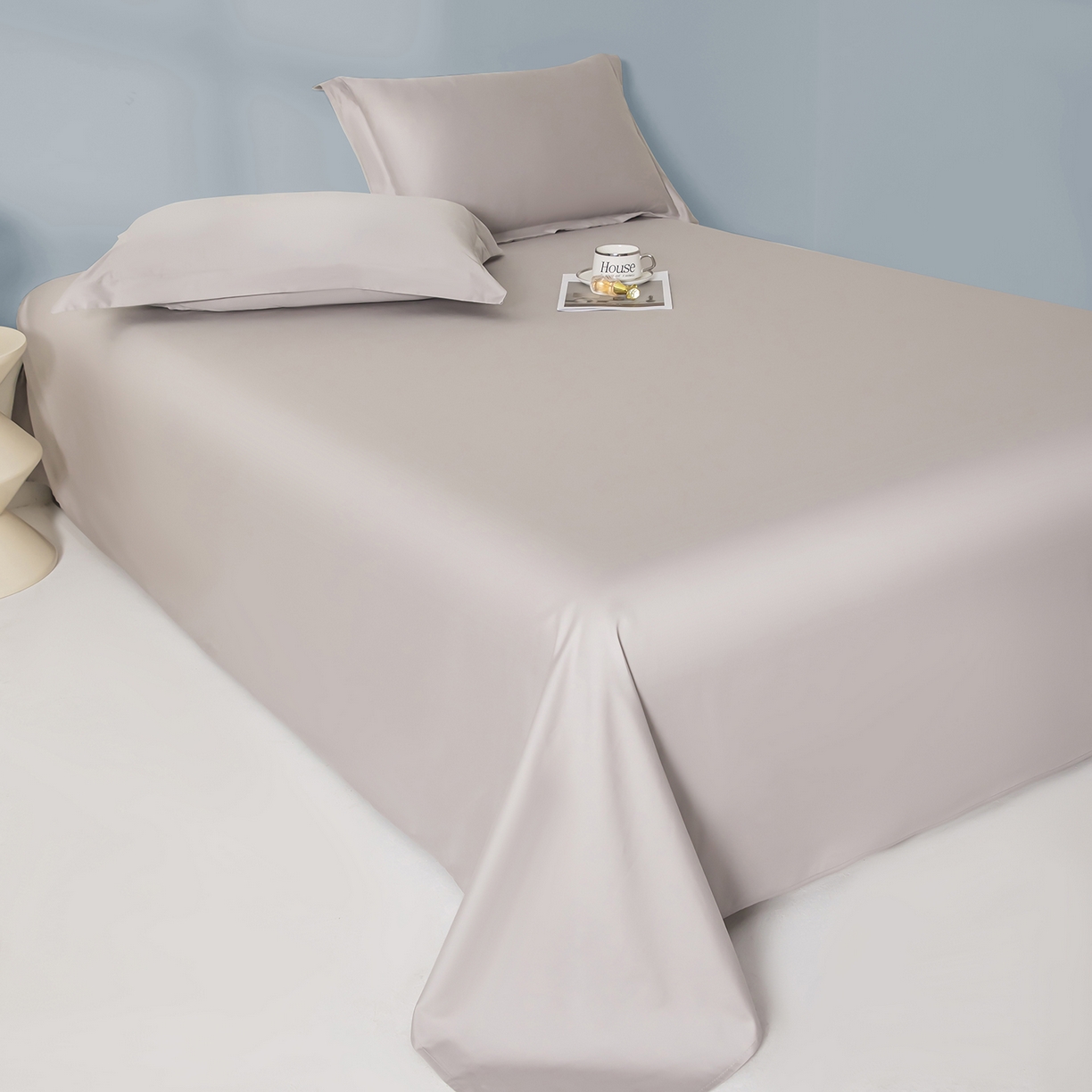 91家纺网 家纺一手货源 找家纺 佑金甜 2026新款A类60支新疆长绒棉纯棉床单系列单品床单床单单件 极致灰